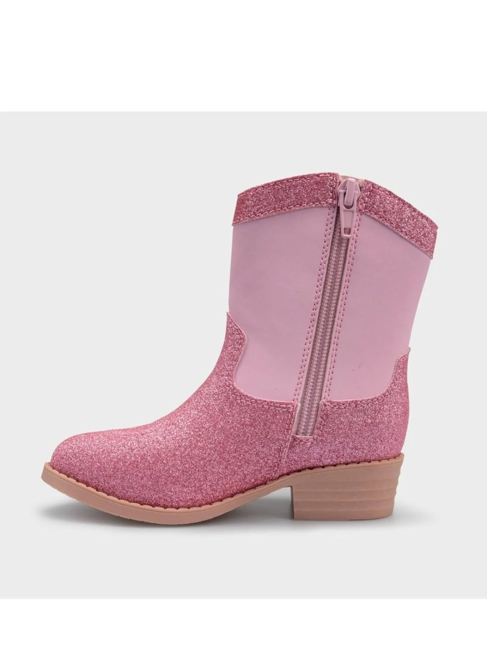 Toddler Westrn Bluey Pink Glitter Light-Up Ankle Boots